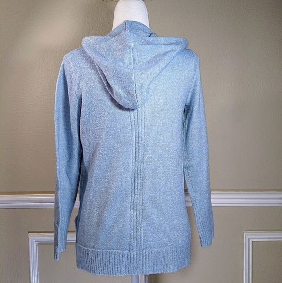 Sky Blue Silver Sparkly Hoodie Long Sleeve Lightweight Sweater NWT - Picture 4 of 6